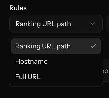 Ranking URL path, hostname, and full URL rule source options